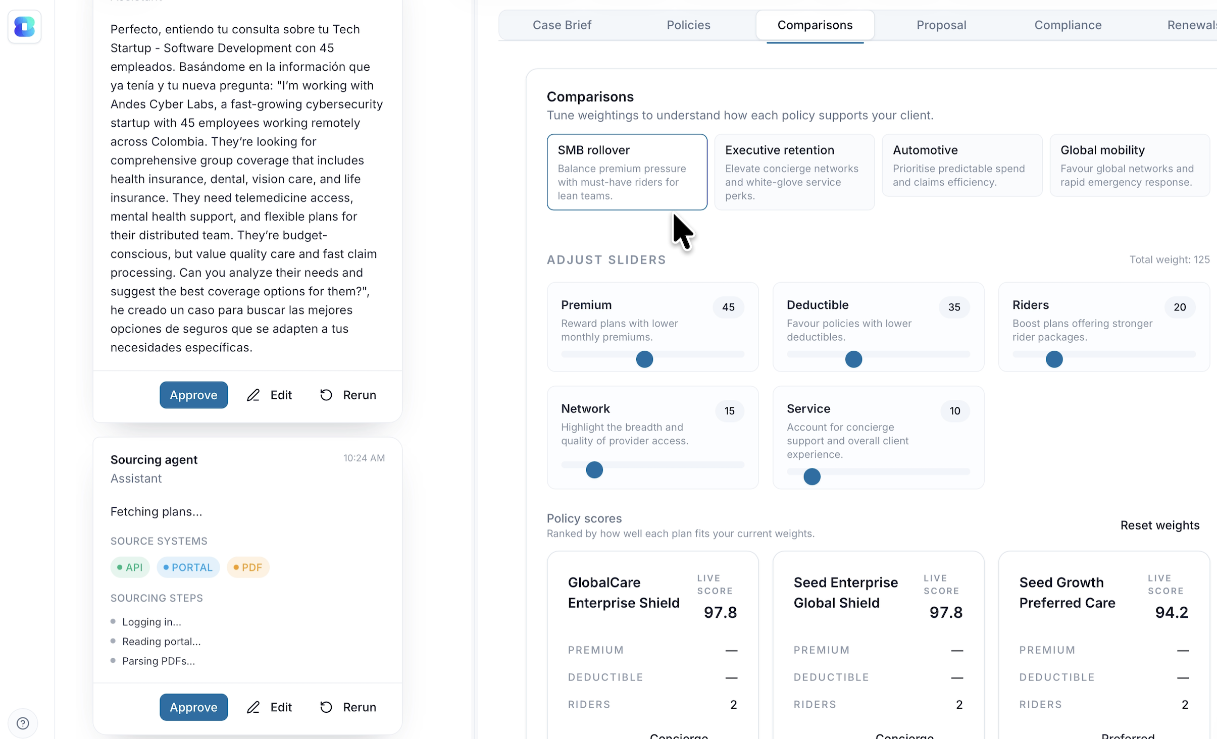 Briki policy comparison dashboard